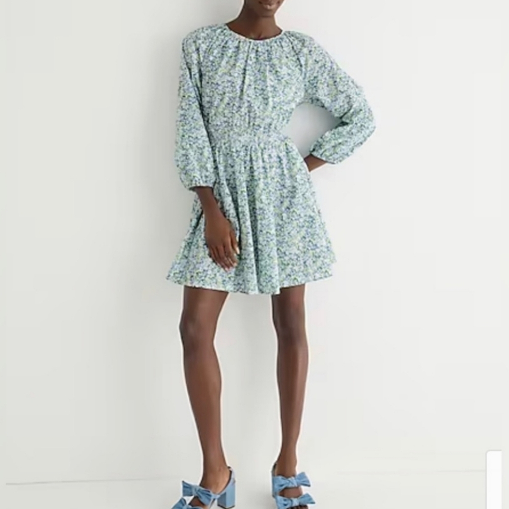 J.Crew Palermo smocked-waist mini dress in Liberty Thorpe Hill fabric Size Small